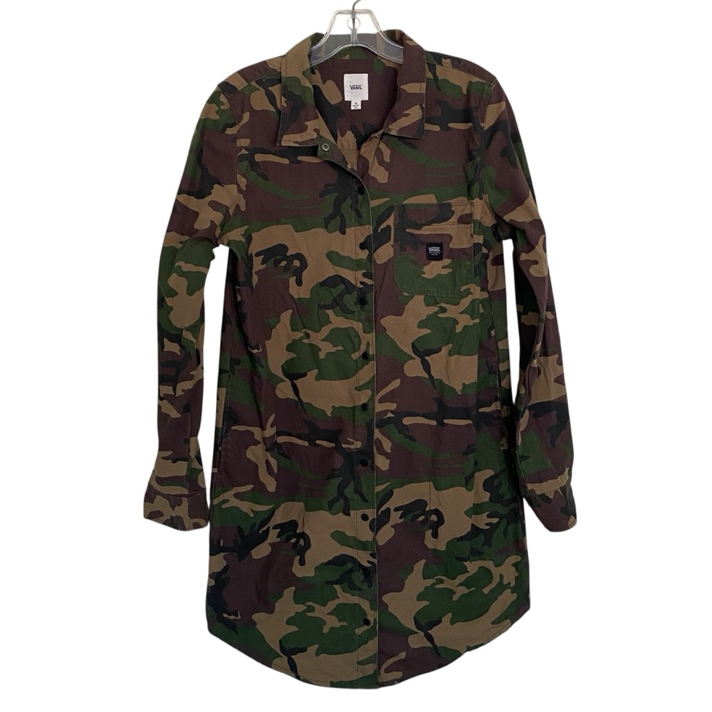 Vans Camouflage Shirtdress Trench Coat Women’s Medium Punk Skater Grunge Utility - Picture 3 of 11